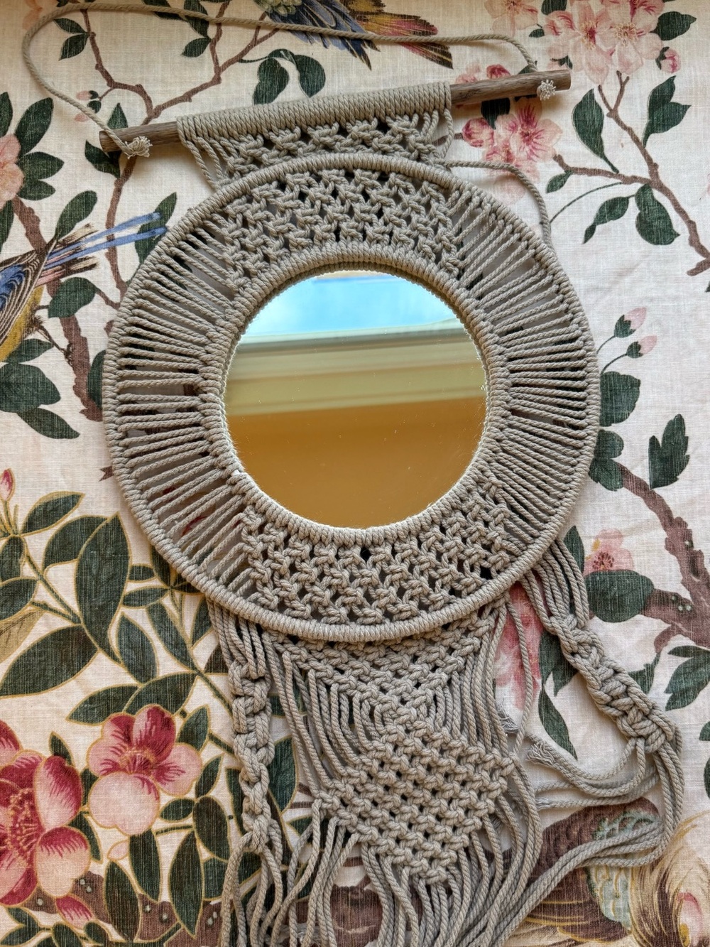 Handmade Macrame Wall Mirror Hanging - Picture 2 of 2